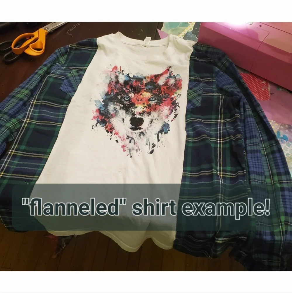 Snap gingerbread - upcycled flannel/tee combo - Picture 3 of 7